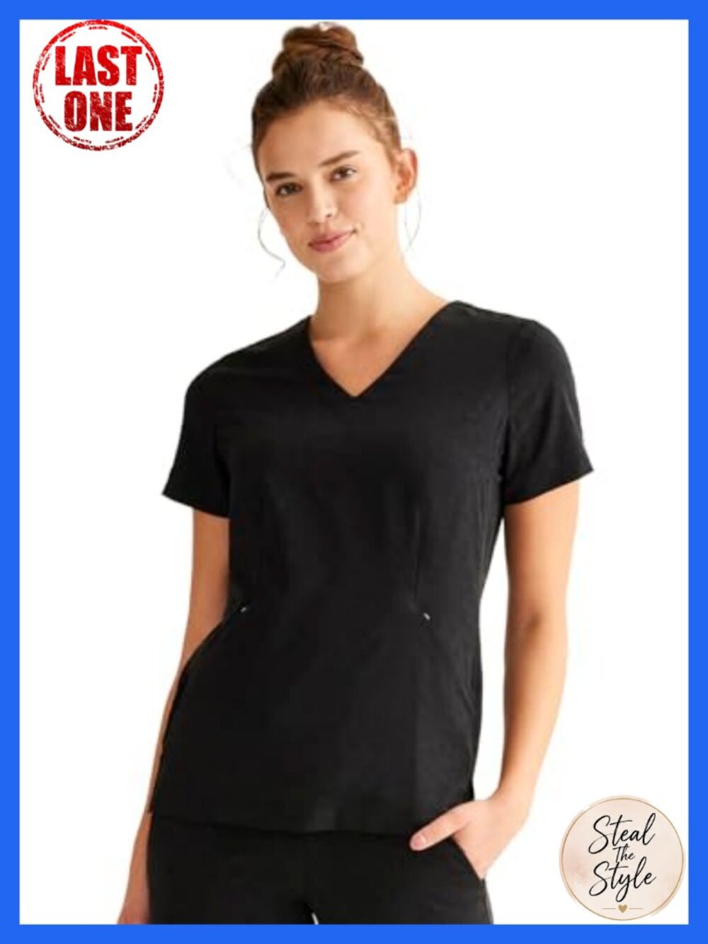 Jolie Scrub Top Women V Neck Modern Fit 2 Zip Pockets Medical